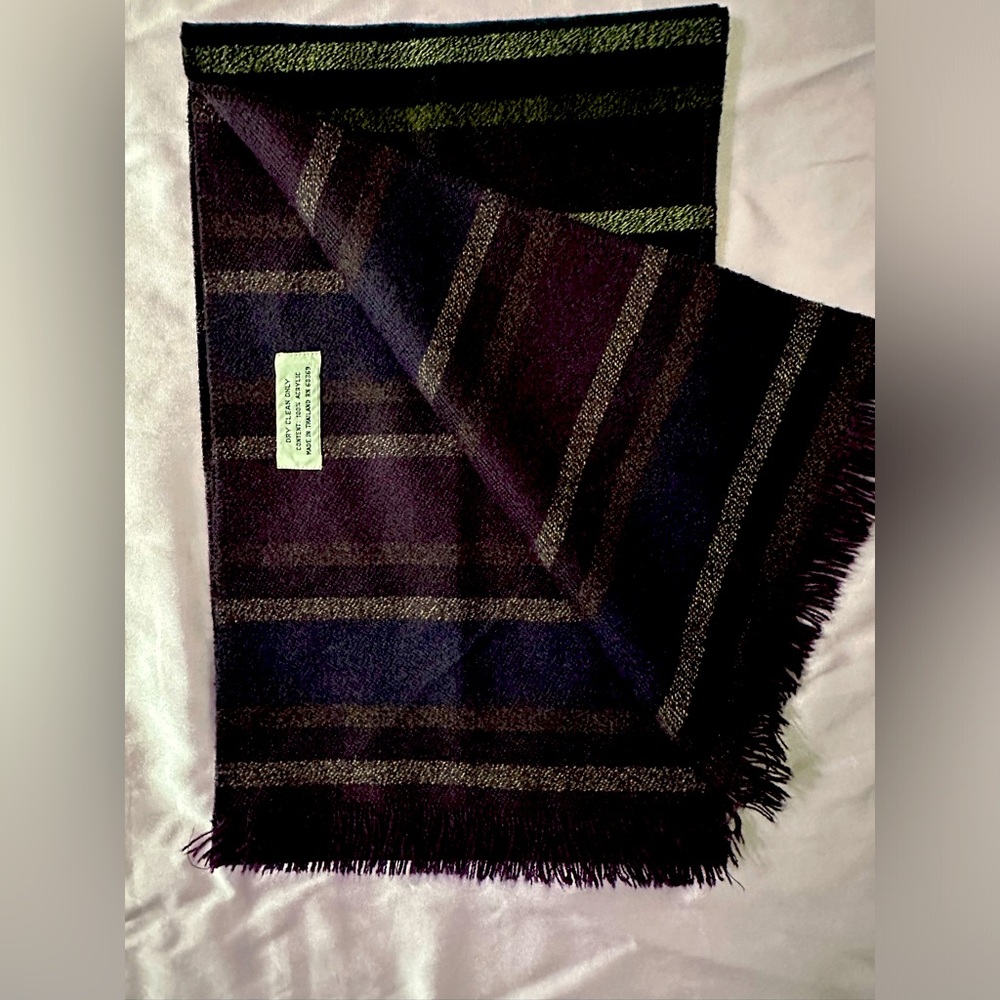 Striped Acrylic Scarf  Darker Colors (9” By 60”) MINT